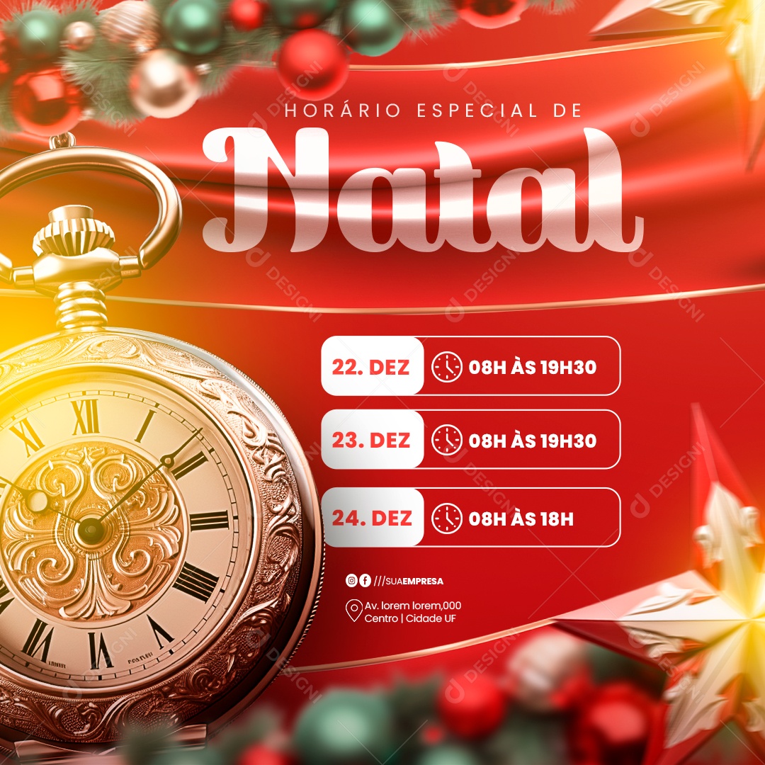 Social Media Horário Especial De Natal PSD Editável