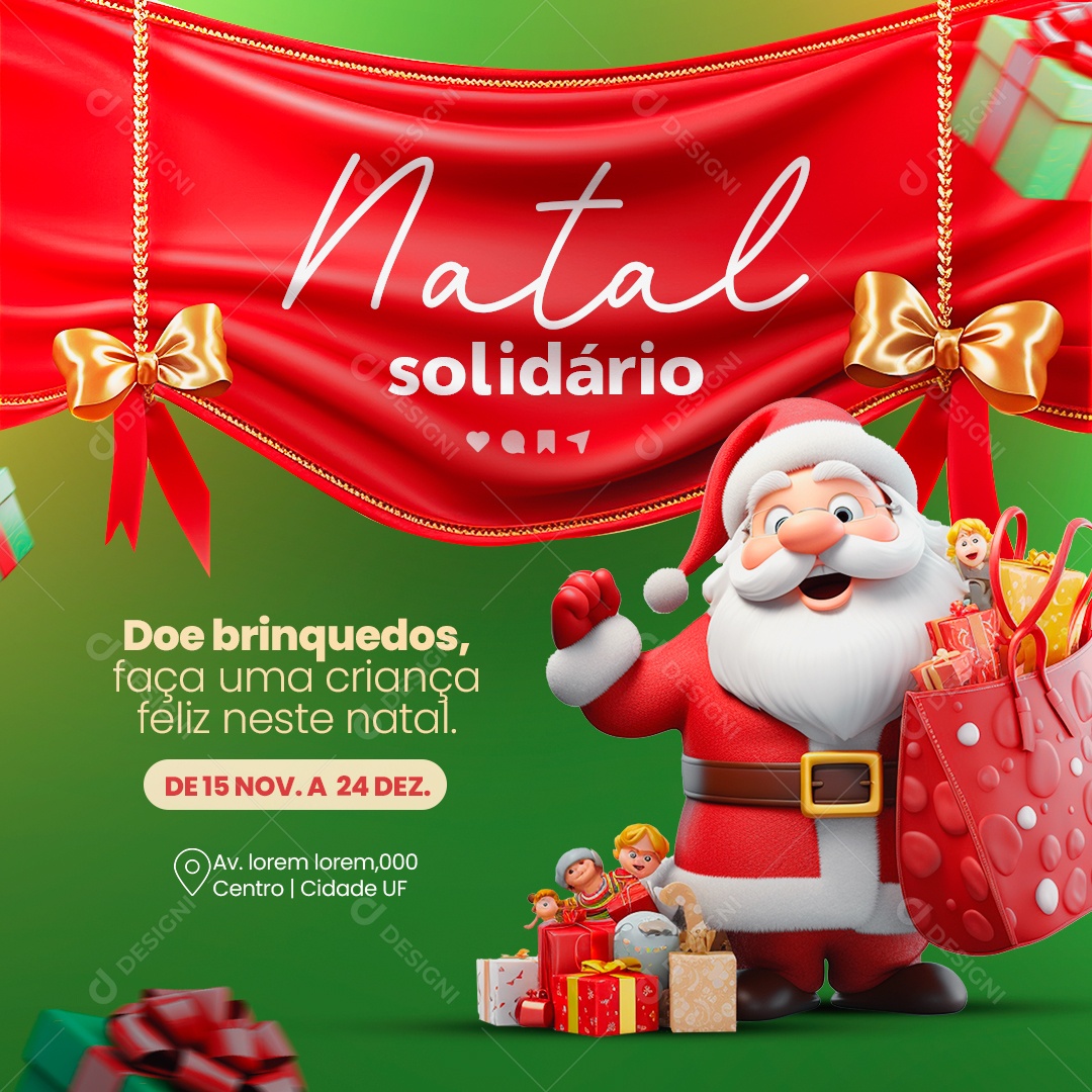 Natal Solidário Doe Brinquedos Uma Criança Feliz Social Media PSD Editável