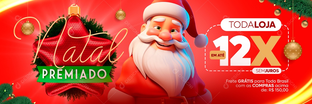 Social Media Banner Natal Premiado Toda Loja 12X PSD Editável