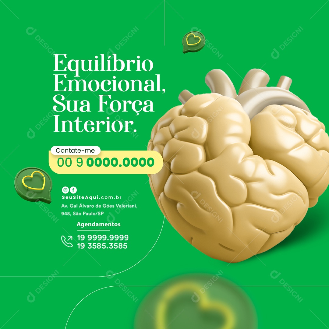 Psicólogo Equilíbrio Emocional sua Força Interior Contate me Social Media PSD Editável