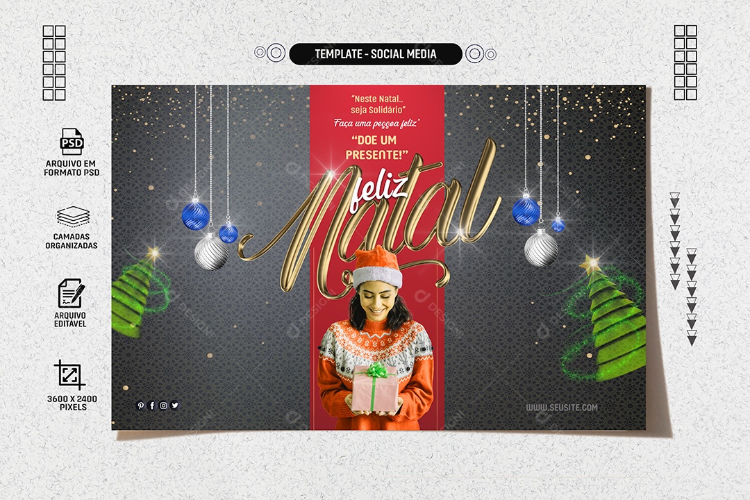 Banner Faça Uma Pessoa Feliz Doe Um Presente Social Media PSD Editável