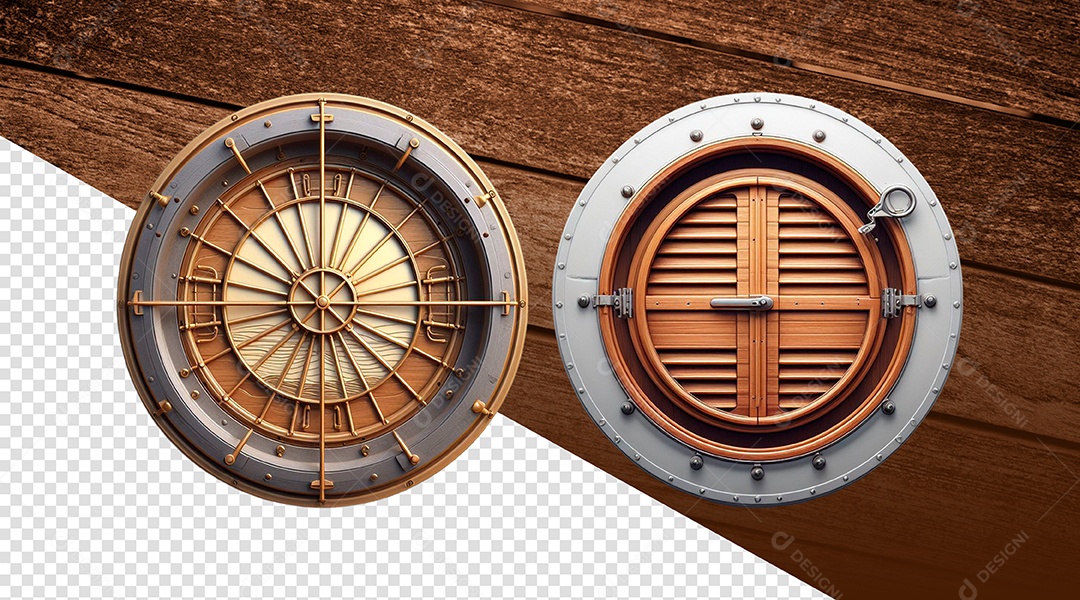 Painel de Madeira Base Ferro Elemento 3D para Composição PSD