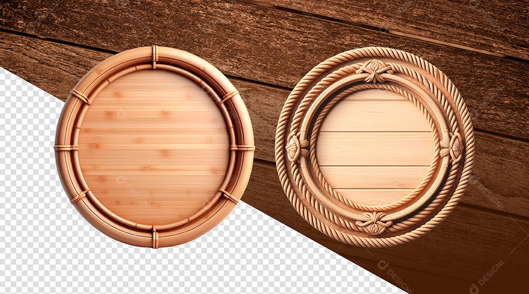 Painel de Madeira e Corda Elemento 3D para Composição PSD