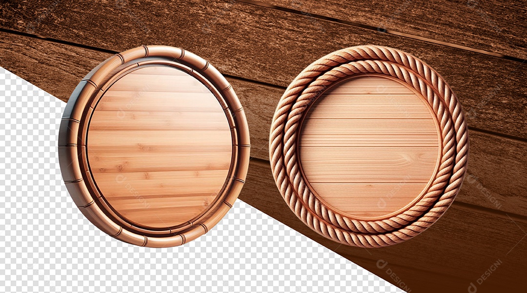 Painel de Madeira Elemento 3D Artesanal para Composição PSD