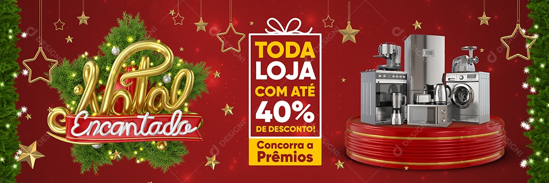 Social Media Banner Natal Encantado Toda Loja Com Até 40% PSD Editável