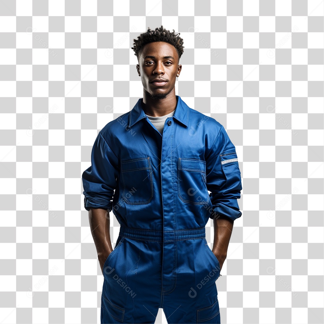 Mecânico de Jaleco Azul PNG Transparente