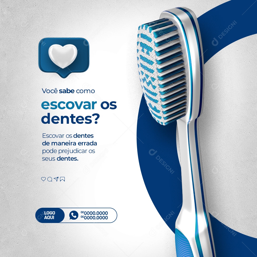 Dentista Você Sabe como Escovar os Dentes Social Media PSD Editável