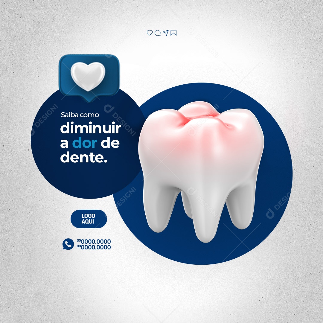 Social Media Dentista Saiba como Diminuir a Dor de Dente PSD Editável