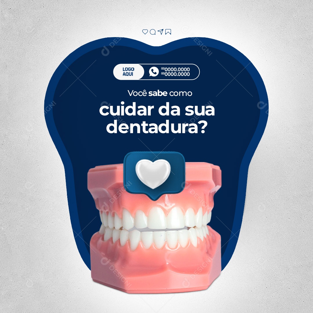 Dentist You Know How to Care for Your Dentures Editable Social Media PSD