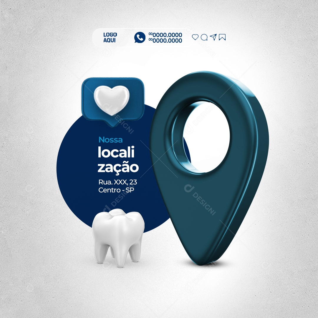 Dentista Nossa Localização Social Media PSD Editável