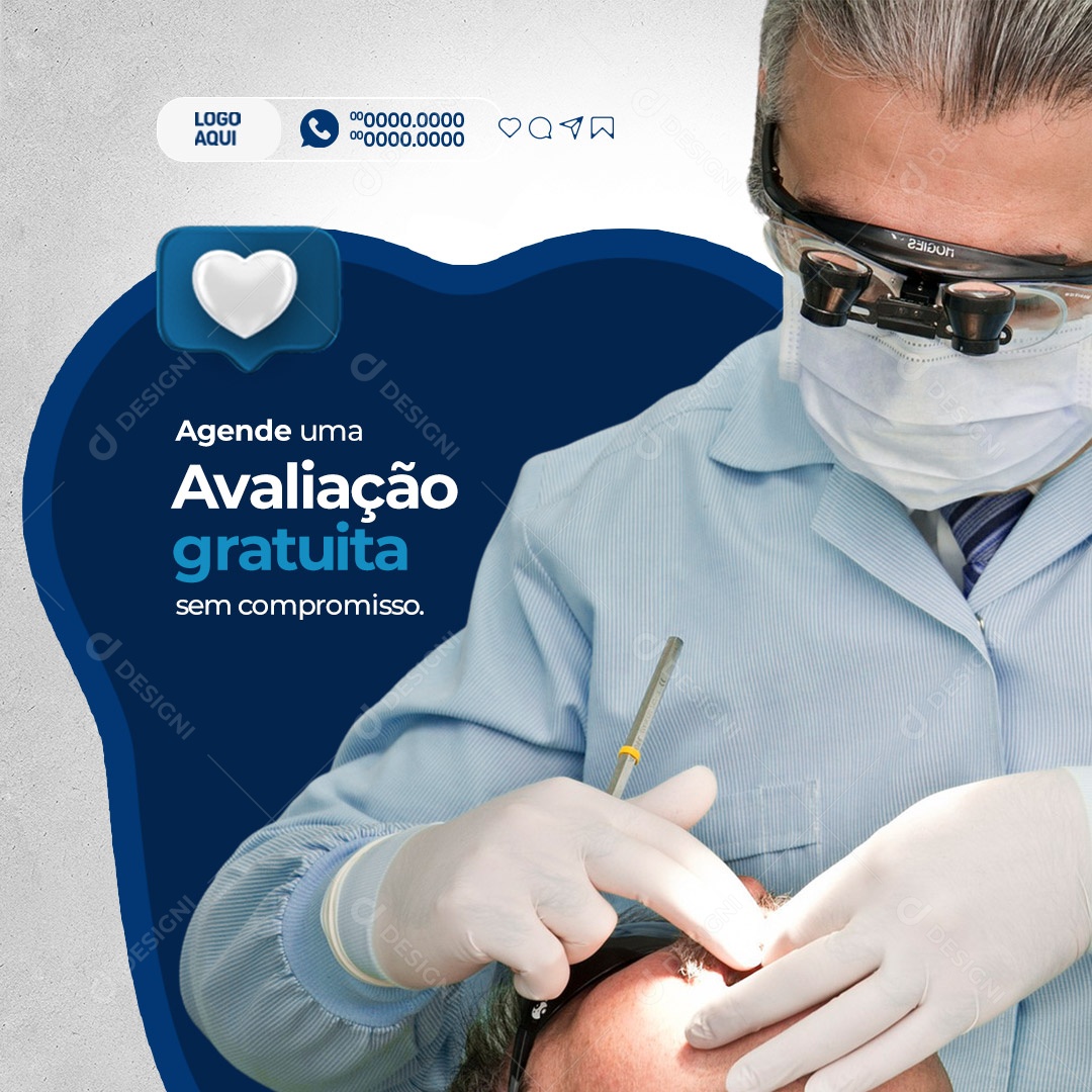 Dentista Agende uma Avaliação Gratuita sem Compromisso Social Media PSD Editável