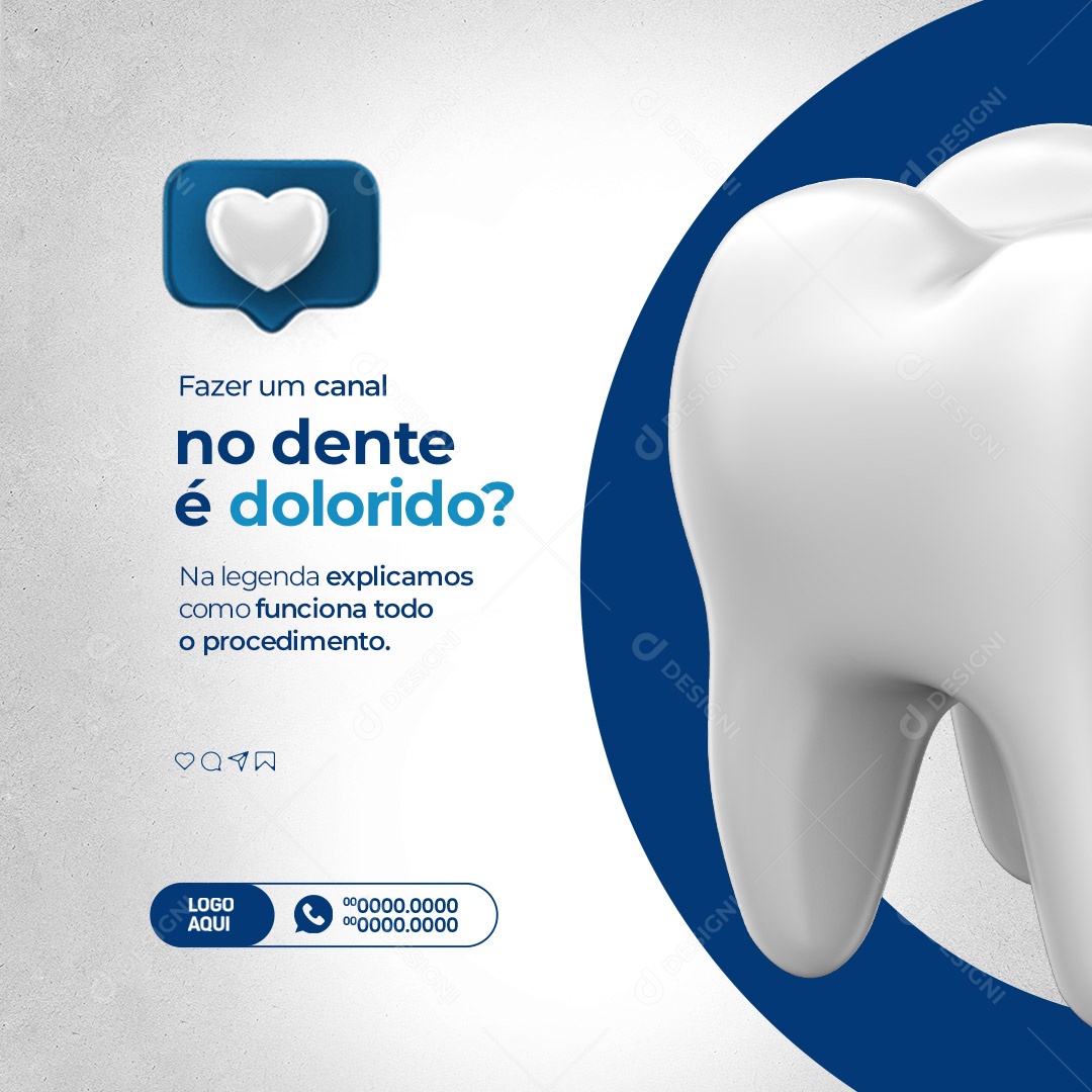 Dentista Fazer um Canal no Dente é Dolorido Social Media PSD Editável