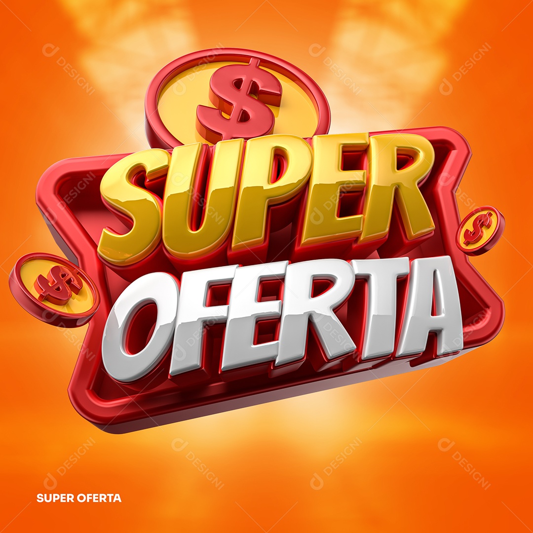 Selo 3D Vermelho Super Oferta Para Composição PSD