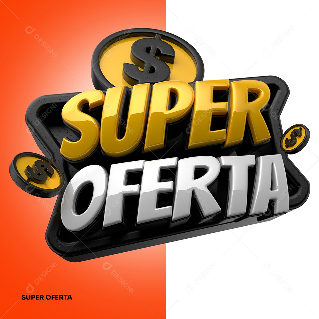 Selo 3D Preto Super Oferta Para Composição PSD