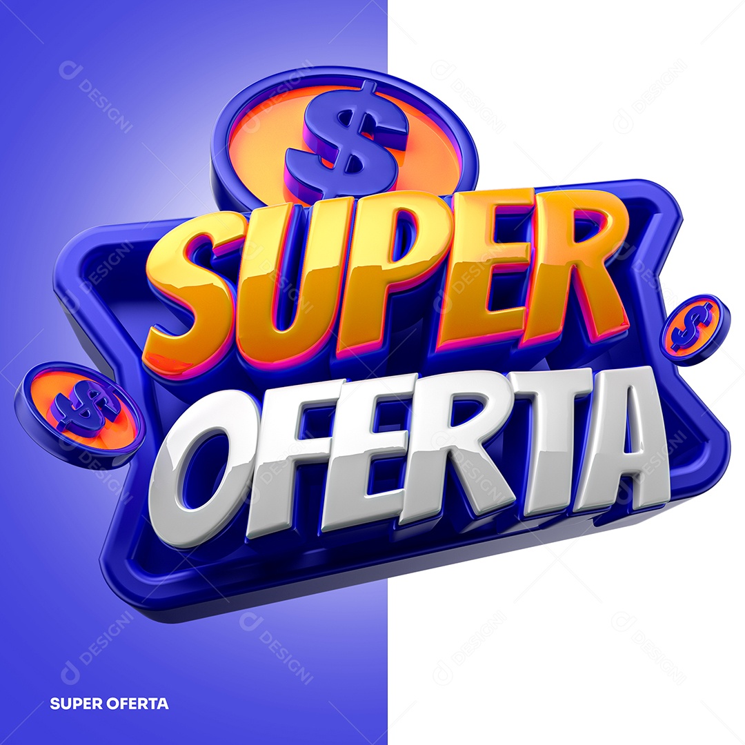 Selo 3D Roxo Super Oferta Para Composição PSD
