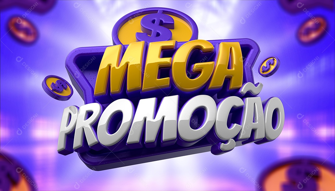 Selo 3D Roxo Mega Promoção Para Composição PSD