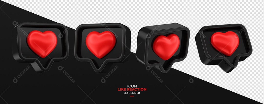 Emoji de Coração Elemento 3D de Black Friday para Composição PSD