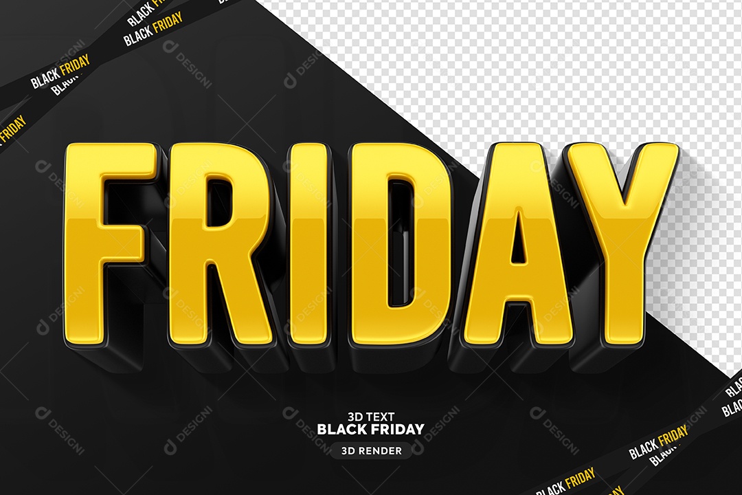 Friday Selo 3D Dourado para Composição PSD