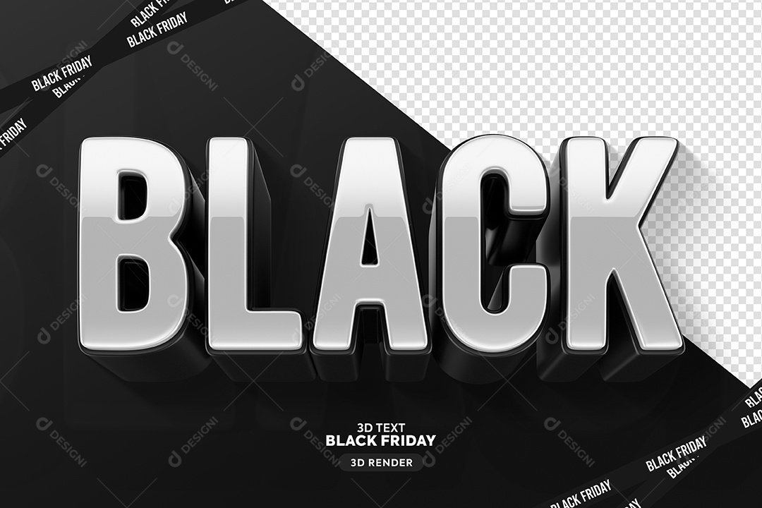 Black Selo 3D Branco Preto para Composição PSD