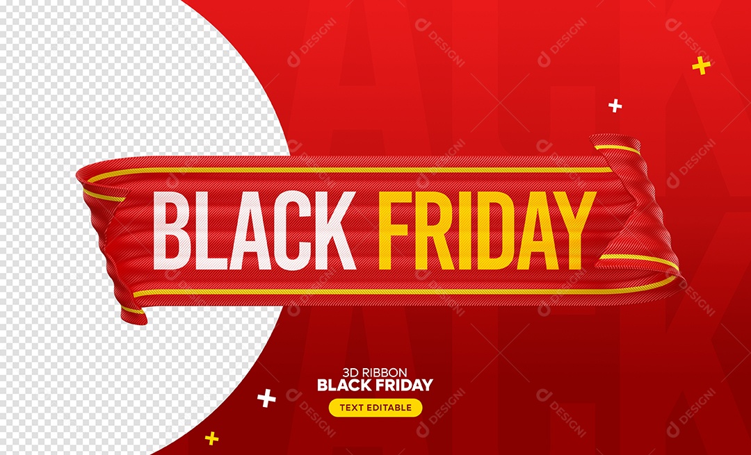 Black Friday Selo 3D Branco Amarelo Vermelho para Composição PSD