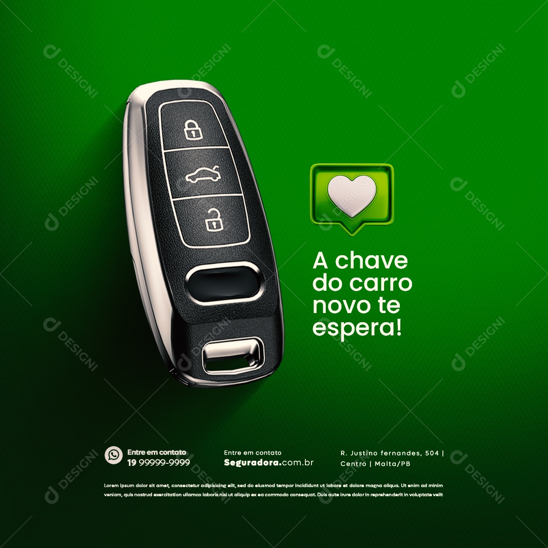 Concessionária A Chave do Carro Novo te Espera Social Media PSD Editável