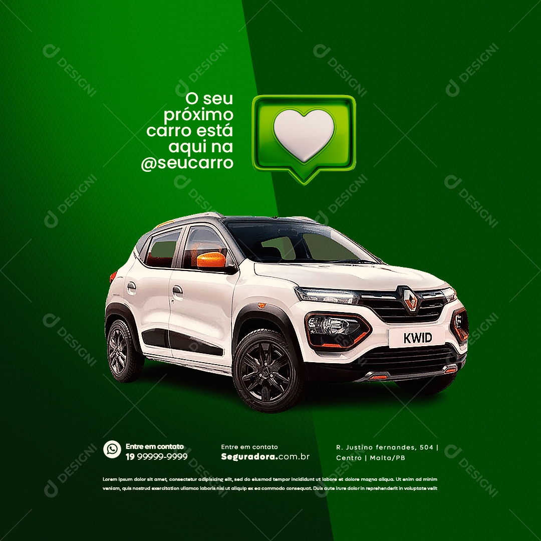 O Seu Próximo Carro Está Aqui Concessionária Social Media PSD Editável