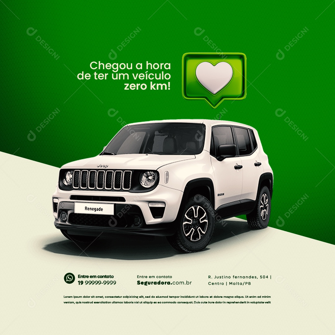 Social Media Concessionária Chegou a Hora de Ter um Veículo Zero Km PSD Editável