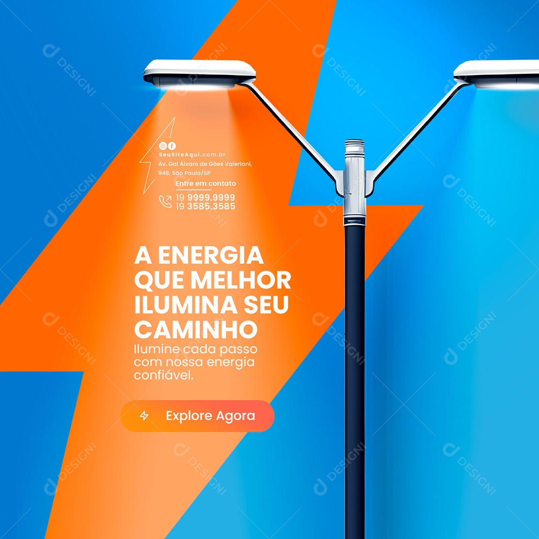 Provedora de Energia A Energia Que Melhor Ilumina seu Caminho Social Media PSD Editável