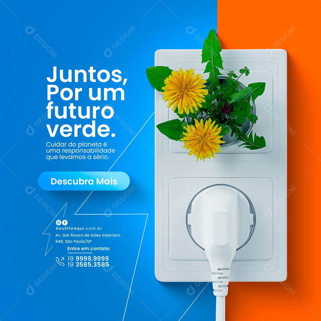 Provedora de Energia Juntos Por um Futuro Verde Descubra Mais Social Media PSD Editável