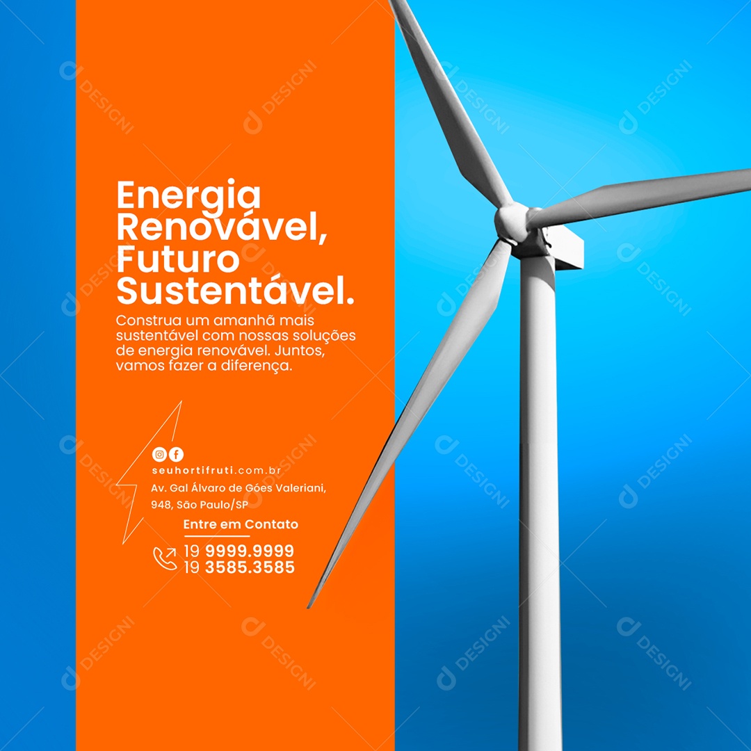 Social Media Energia Renovável Futuro Sustentável Provadora de Energia PSD Editável