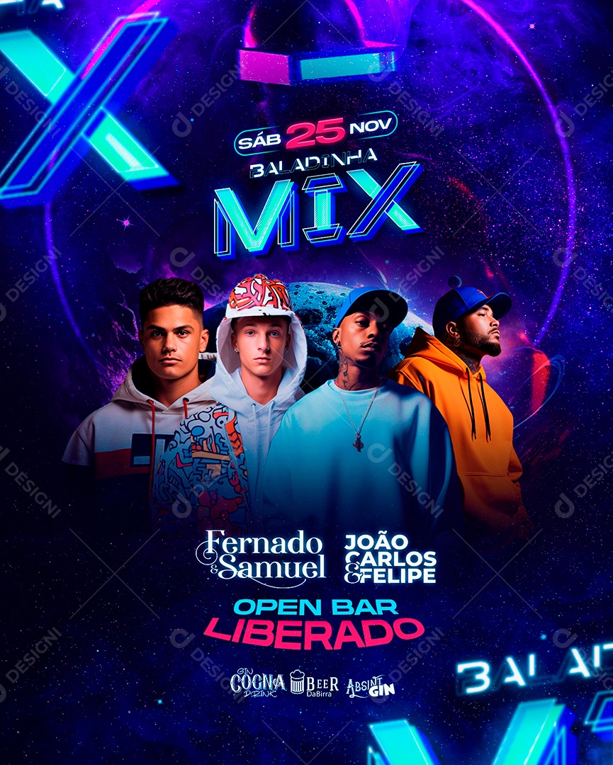 Flyer Baladinha Mix Fernado & Samuel João Carlos & Felipe Social Media PSD Editável