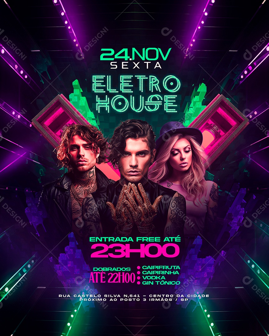 Flyer Sexta Eletro House Social Media PSD Editável