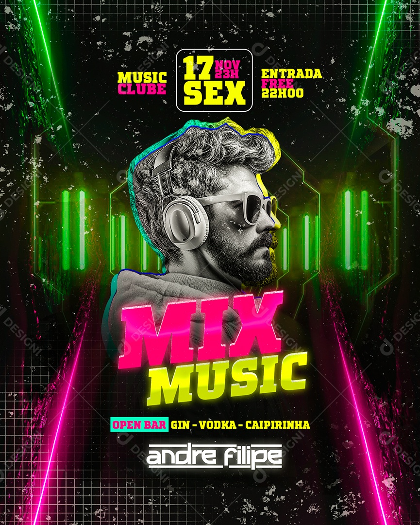 Flyer Mix Music Andre Filipe Social Media PSD Editável