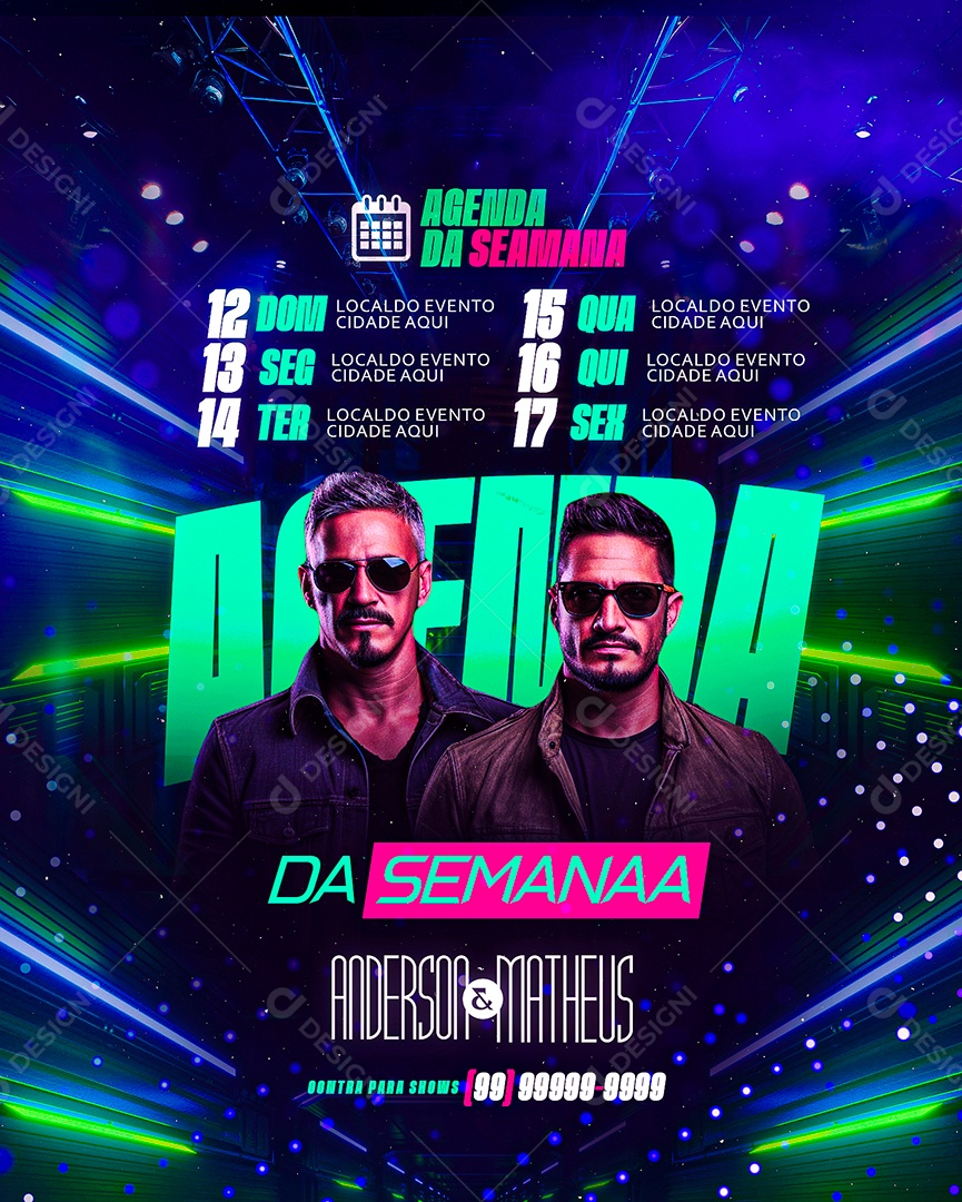 Flyer Agenda da Semana Anderson & Matheus Social Media PSD Editável