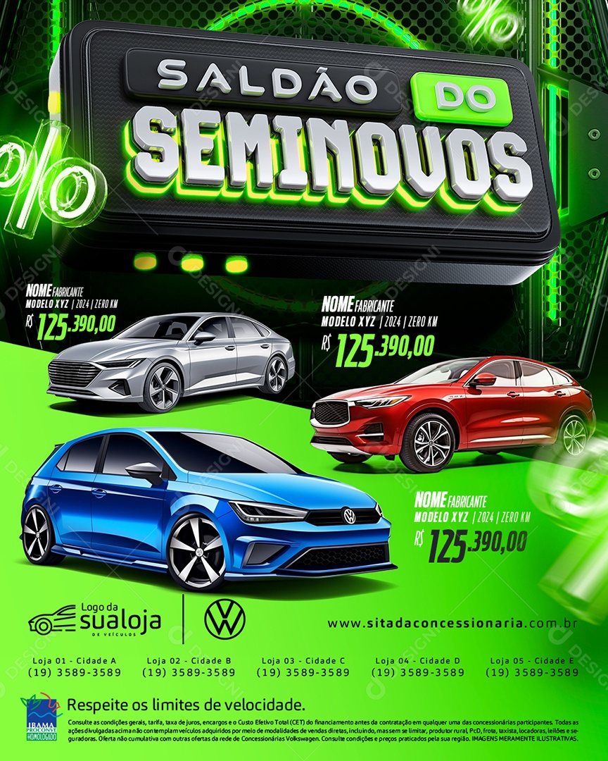 Tabloide Saldão Do Seminovos Concessionária Social Media PSD Editável