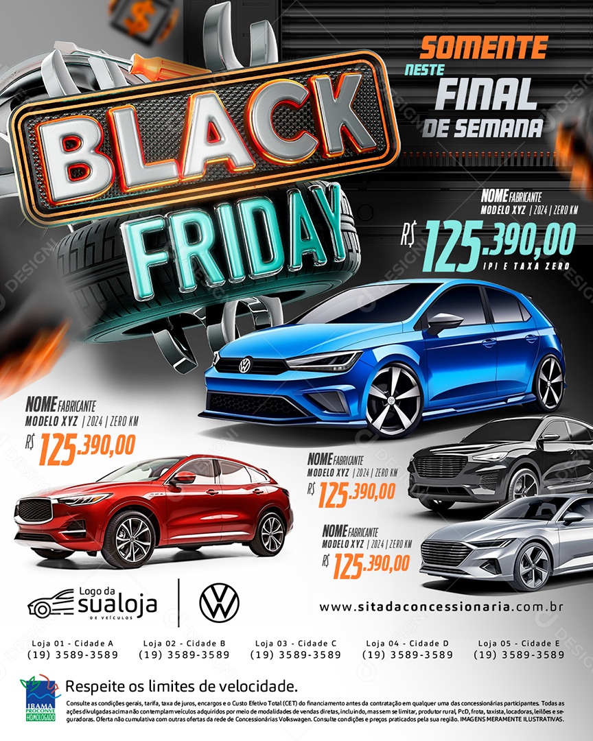 Tabloide Black Friday Concessionária Somente neste Final de Semana Social Media PSD Editável