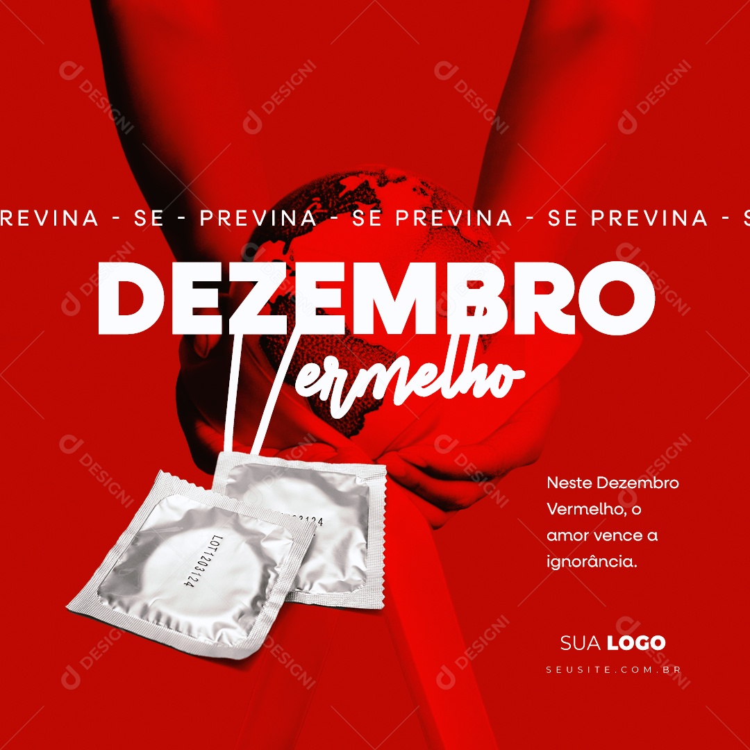 Dezembro Vermelho O Amor Vence a Ignorância Social Media PSD Editável