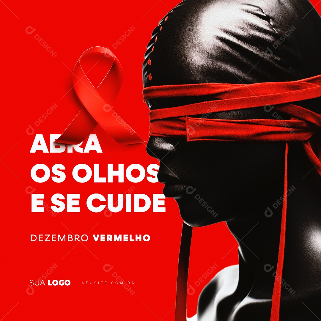 Dezembro Vermelho Abra os Olhos e se Cuide Social Media PSD Editável