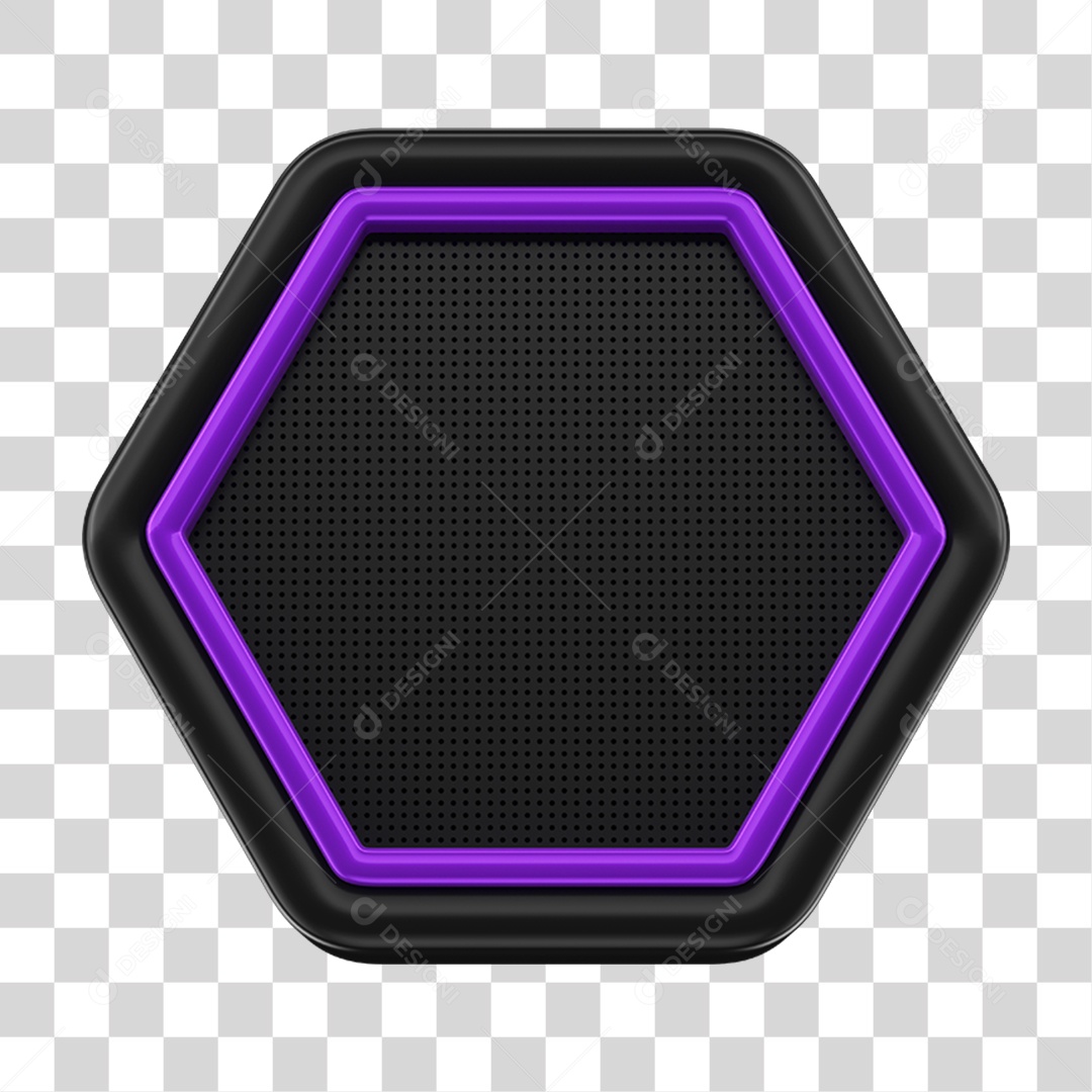 Elemento 3D Placa de Metal Neon PNG Transparente