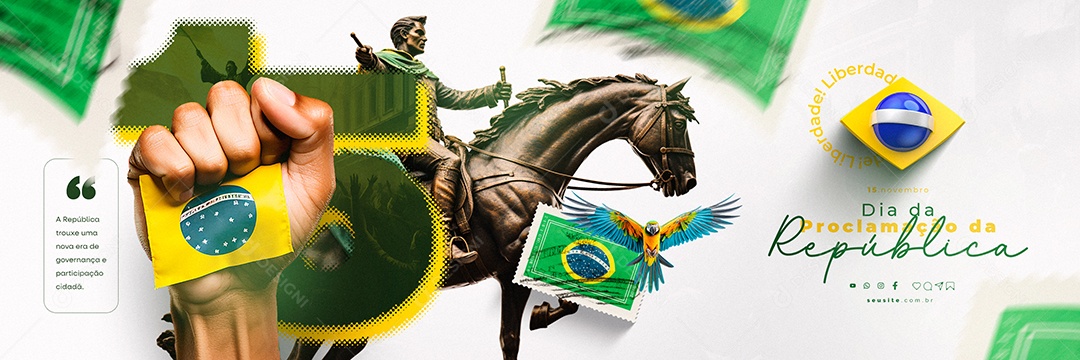 Social Media Carrossel Dia da Proclamação Da República 15 de Novembro PSD Editável
