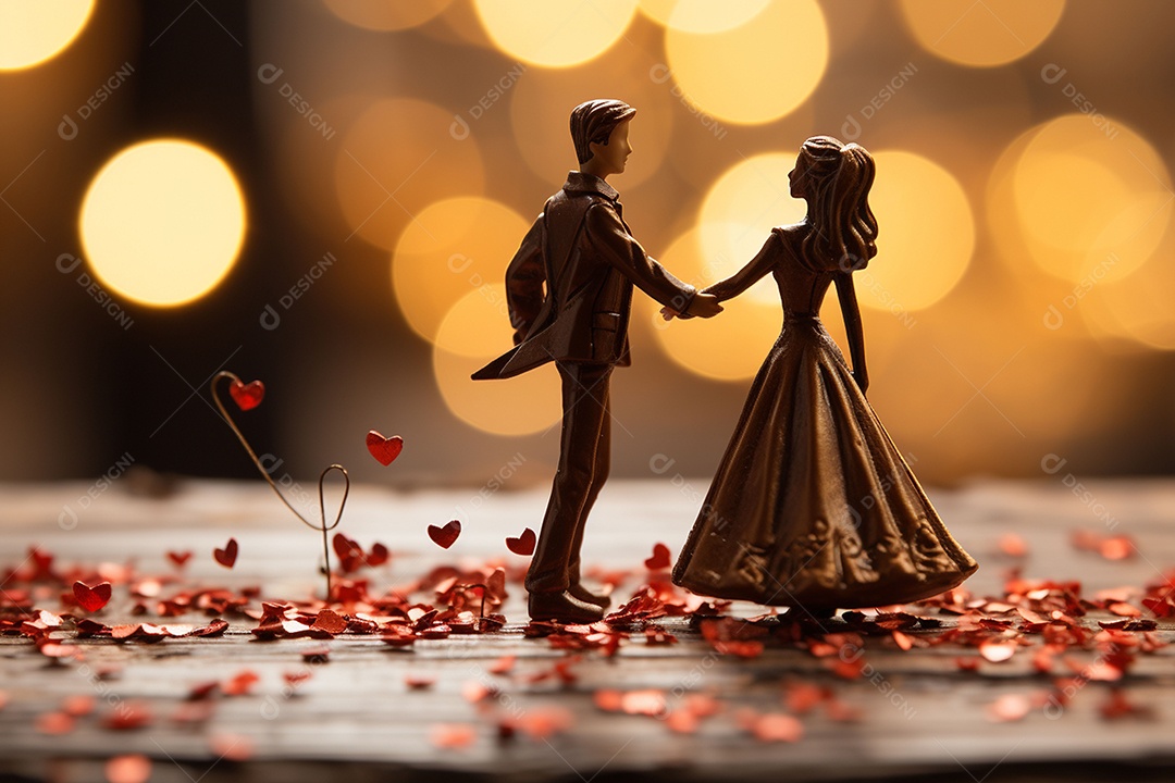 Casal de bonecos em miniatura apaixonados na estrada