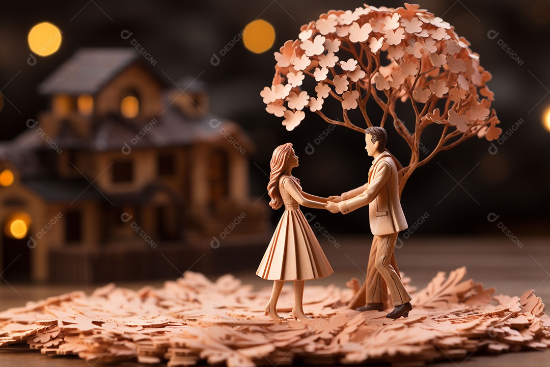 Casal de bonecos em miniatura apaixonados na estrada