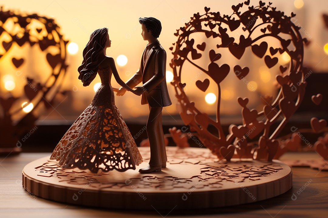 Casal de bonecos em miniatura apaixonados na estrada