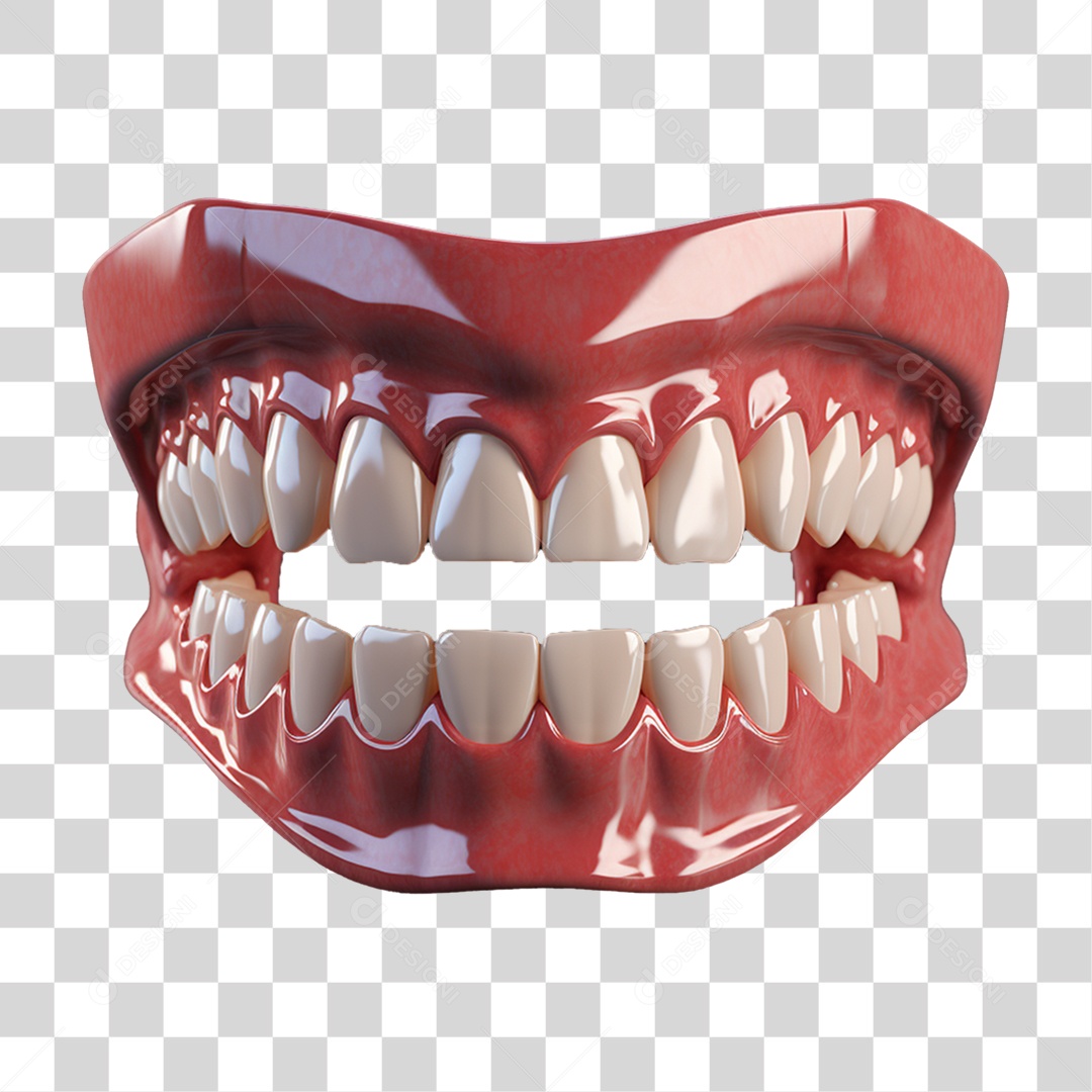 Elemento 3D Dentadura Para Composição PNG Transparente