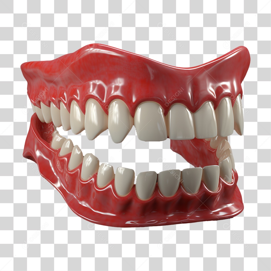 Elemento 3D Dentadura Para Composição PNG Transparente