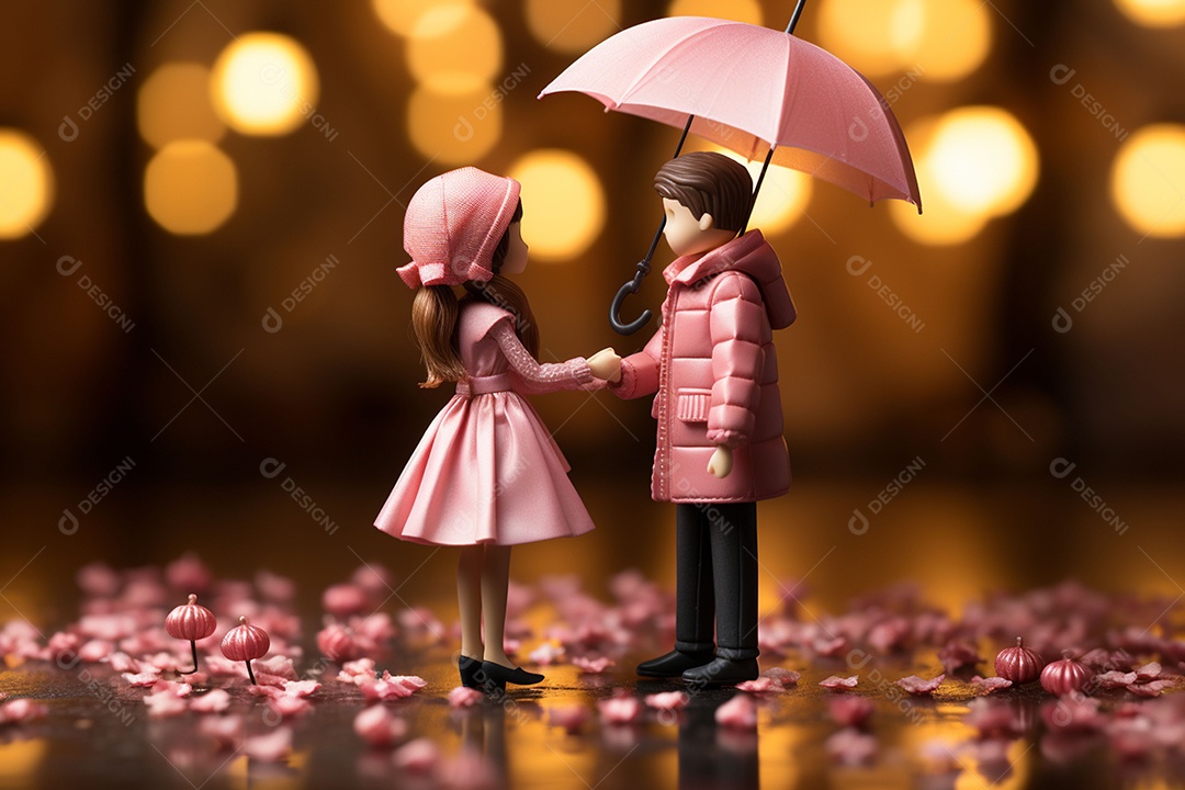 Casal de bonecos em miniatura apaixonados na estrada