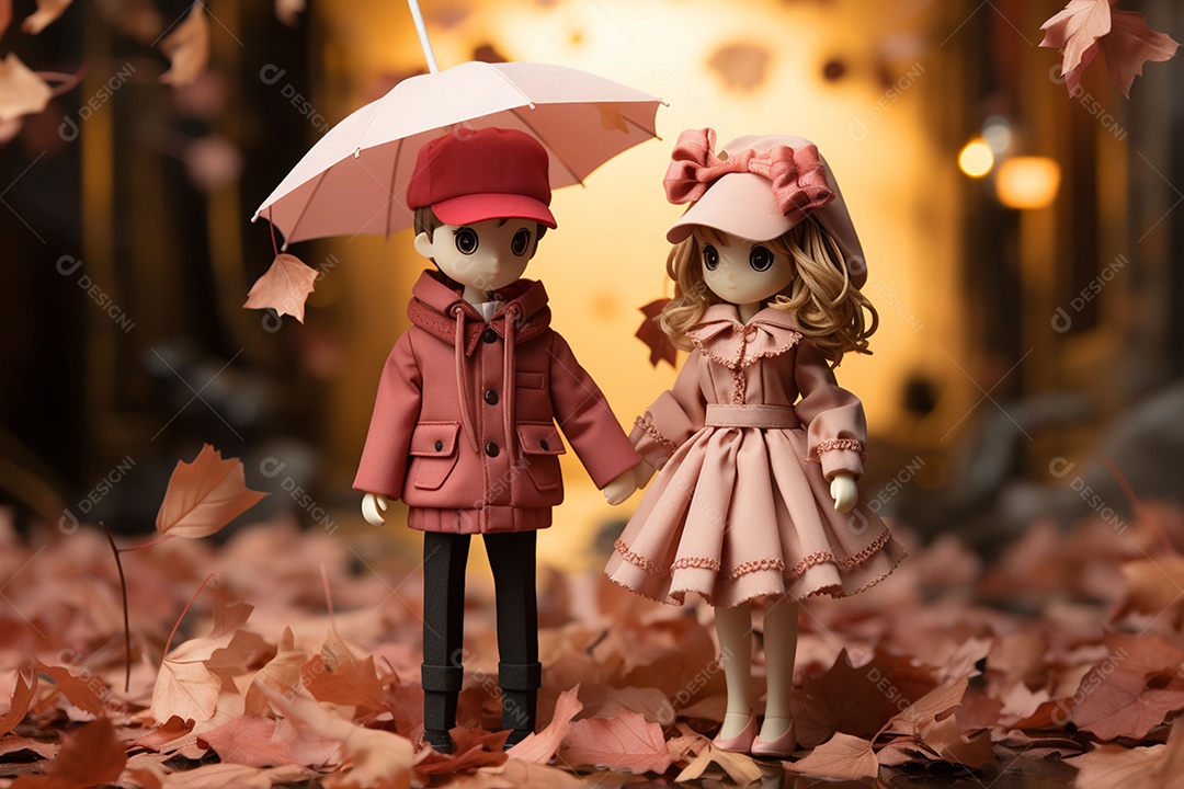 Casal de bonecos em miniatura apaixonados na estrada