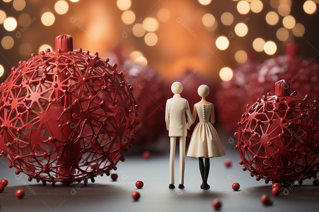 Casal de bonecos em miniatura apaixonados na estrada