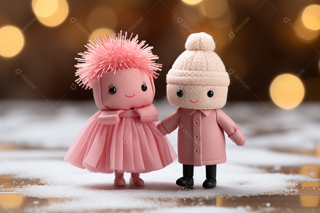 Casal de bonecos em miniatura apaixonados na estrada