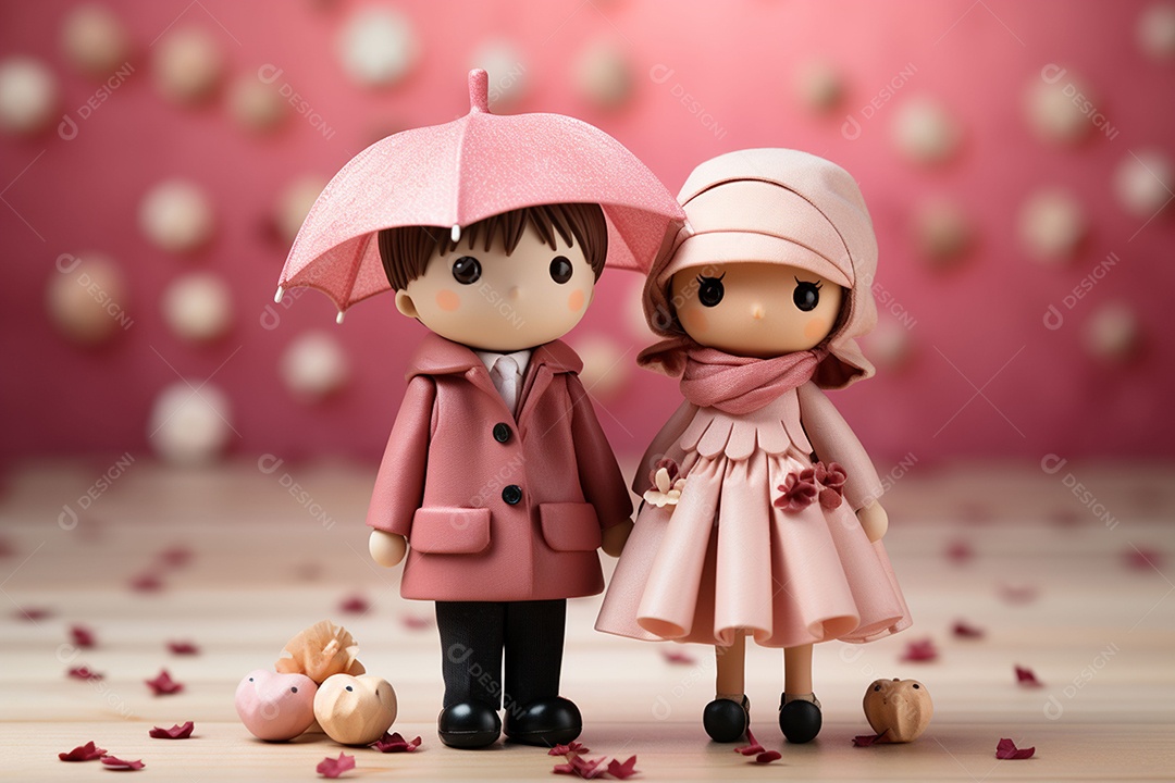 Casal de bonecos em miniatura apaixonados na estrada